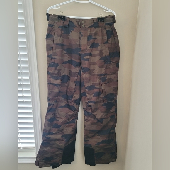 Columbia Snow Pants Omnitech Size S Brown Camouflage #702 - Picture 2 of 16